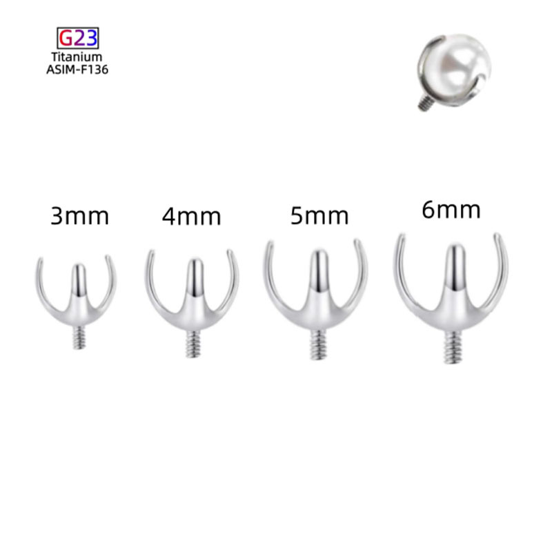 F136 Titanium Alloy Three-Claw External Thread Hollow Opal Lip Nail Ear Nail Tongue Nail Accessories Body Piercing Jewelry - Image 3
