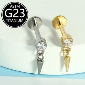 F136 Titanium 2025 New Model Piercing Earrings - Ear Bone Studs, Lip Studs, Water Drop Pointed Cone Pendants 16G