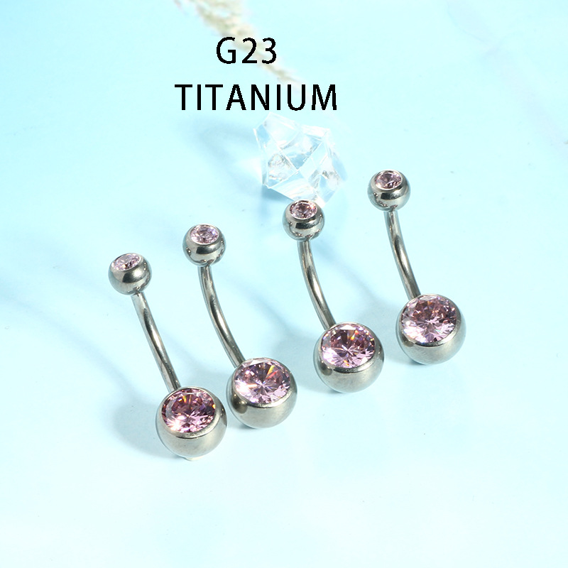 G23 Titanium Navel Ring with Zircon Opal Dangle Ball Belly Button Piercing Jewelry - Image 3