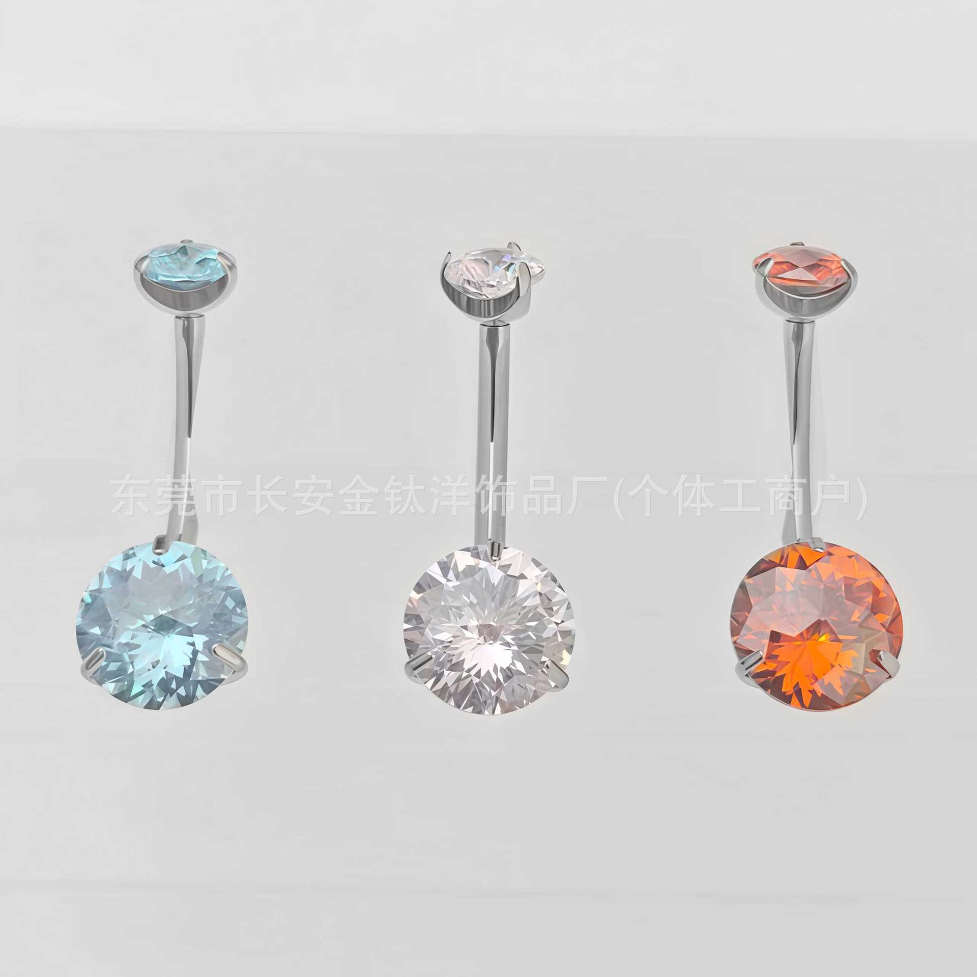 F136 Titanium Internally Threaded Zirconia Curved Barbell Belly Button Ring G23 Titanium Alloy Body Piercing Jewelry - Image 3