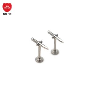 G23 Titanium Sword Dagger Earring Cartilage Stud Ear Bone Nail Body Piercing Jewelry