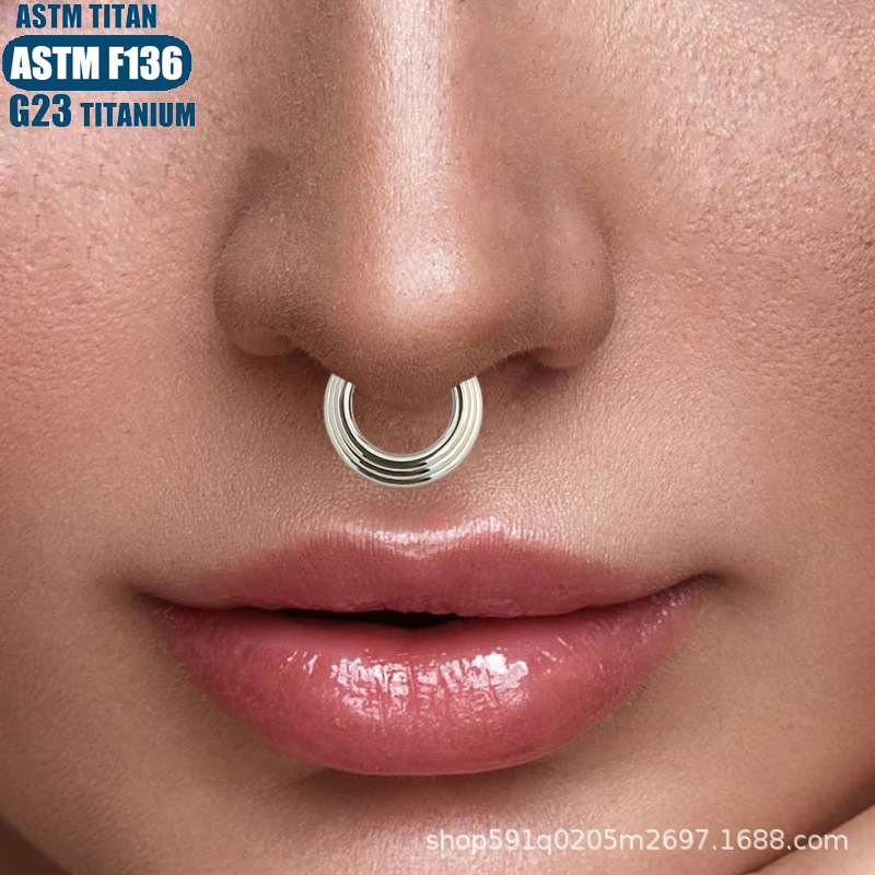 F136 Titanium Alloy 3-Layer Stacked Seamless Hoop Nose Ring Septum Earring Conch - Image 4