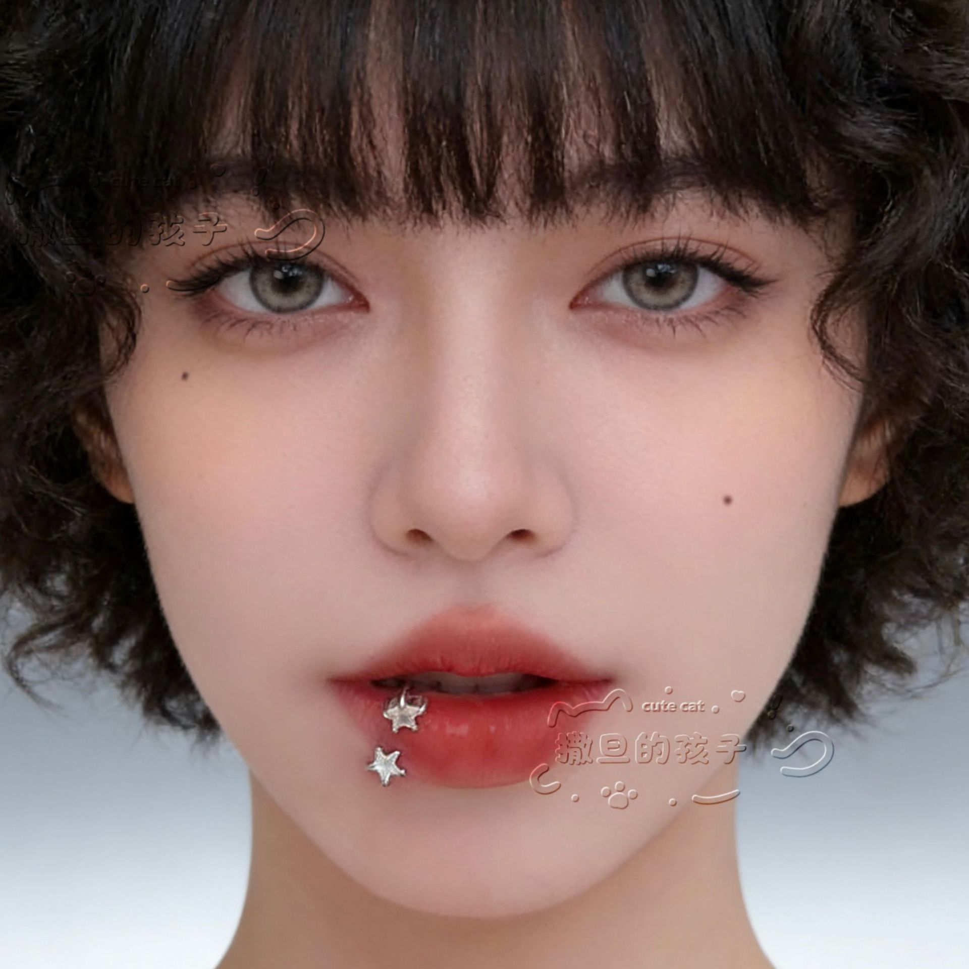Satan's Child Little Milk Star Sparkling Diamond Star Lip Ring Lip Stud Ear Bone Ring Piercing Jewelry - Image 4