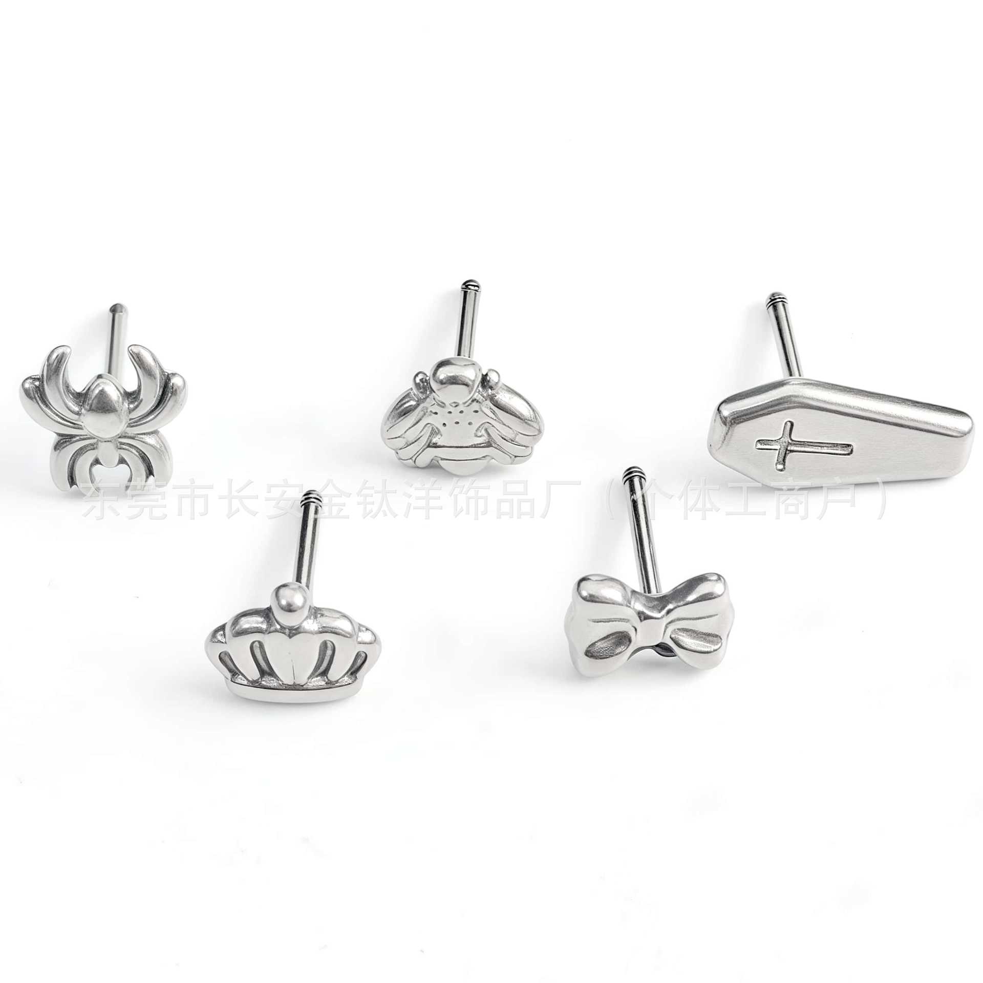 F136 Titanium External Thread Bow Yellow Crown Lip Stud Ear Stud - 0.8mm G23 Titanium Piercing - Image 5