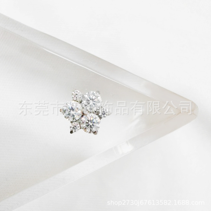 G23 Titanium Flower Inlaid Zircon Ear Bone Lip Nail Body Piercing Jewelry - F136 Alloy - Image 3