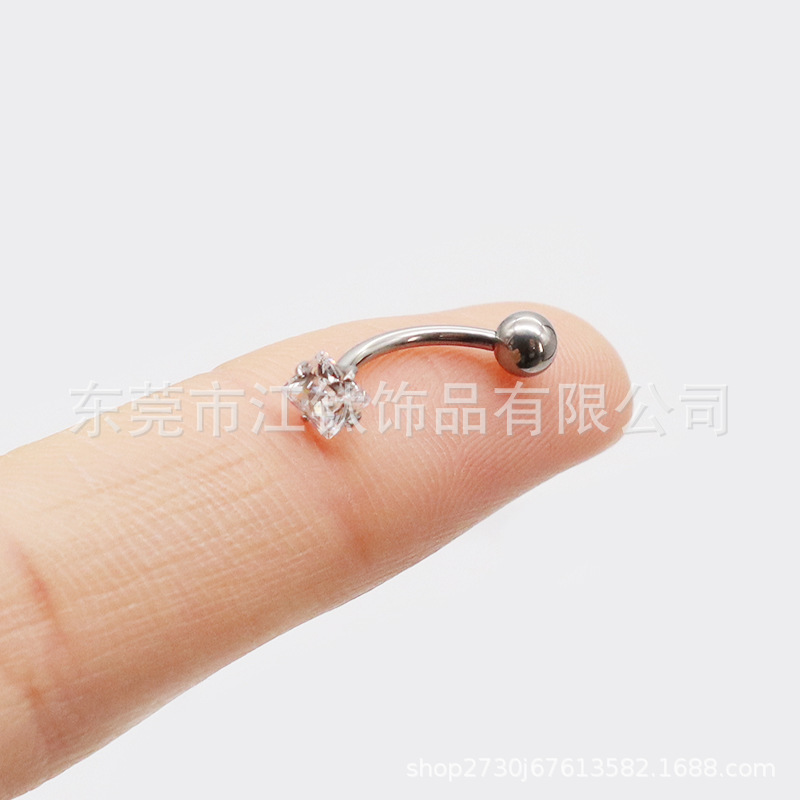 F136 Titanium Eyebrow Barbell Square Zircon Ball Inner Thread Curved Rod G23 Titanium Alloy Body Piercing Jewelry Ear Bone Stud - Image 4