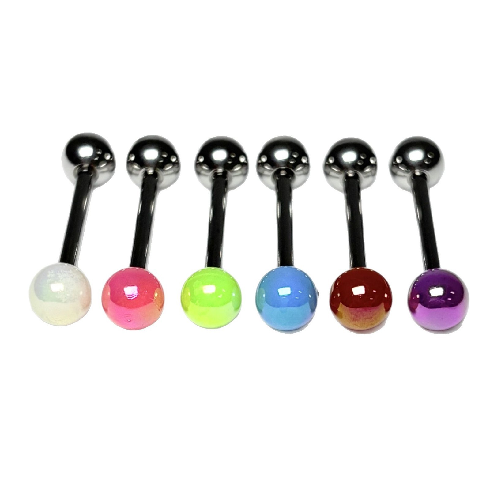 6-Color Glossy Round Ball Acrylic Tongue Nail Neon Sweetheart Tongue Nail European and American Titanium Steel Piercing Jewelry - Image 5