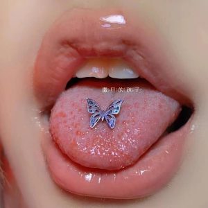 Butterfly Tongue Barbell Hot Girl Tongue Ring 12mm Length 1.6mm Thick Steel Body Piercing Jewelry