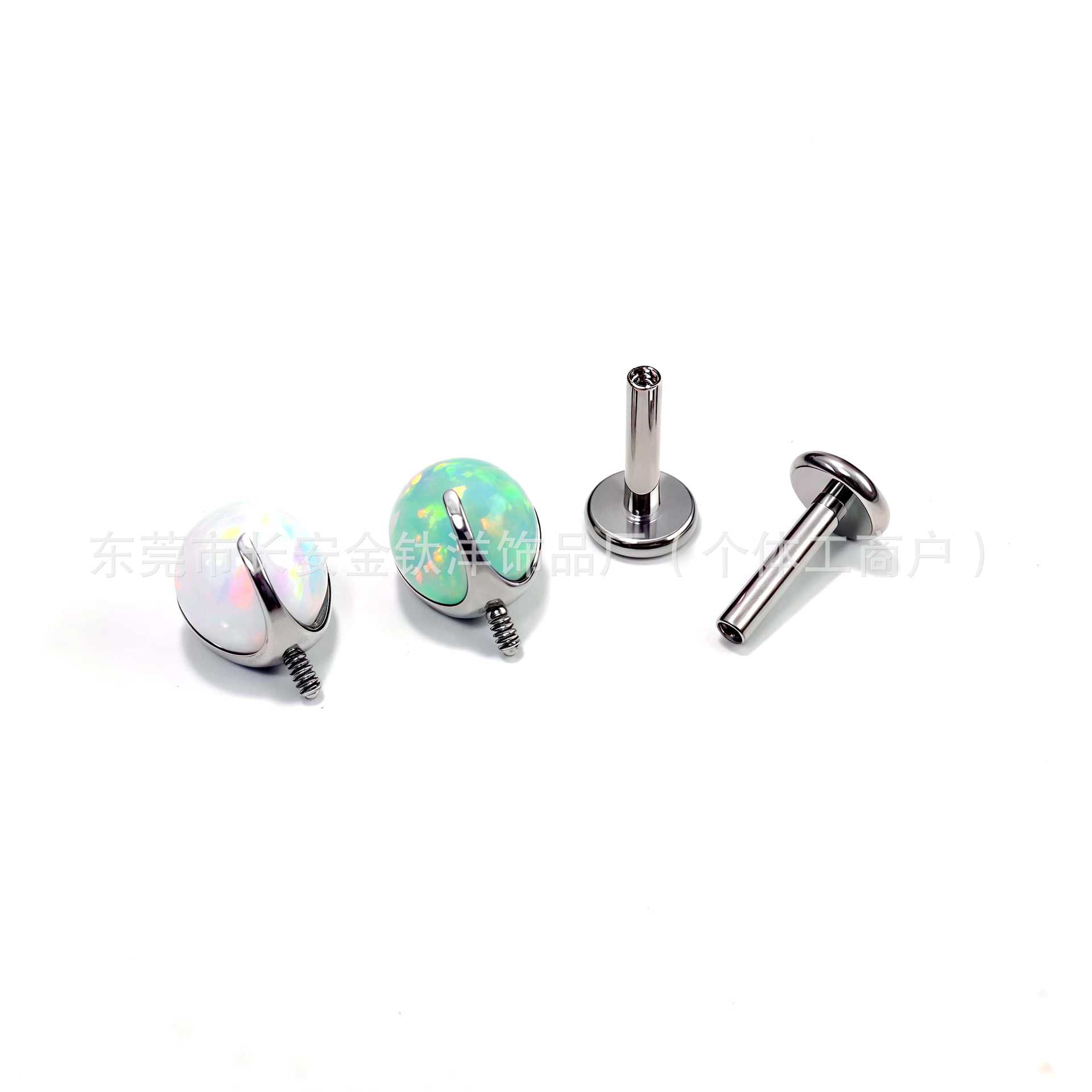 F136 Titanium Lip Nail Opal Three-Claw Ball Opal Tongue Nail Ear Bone Nail G23 Titanium Alloy Body Piercing Jewelry - Image 3