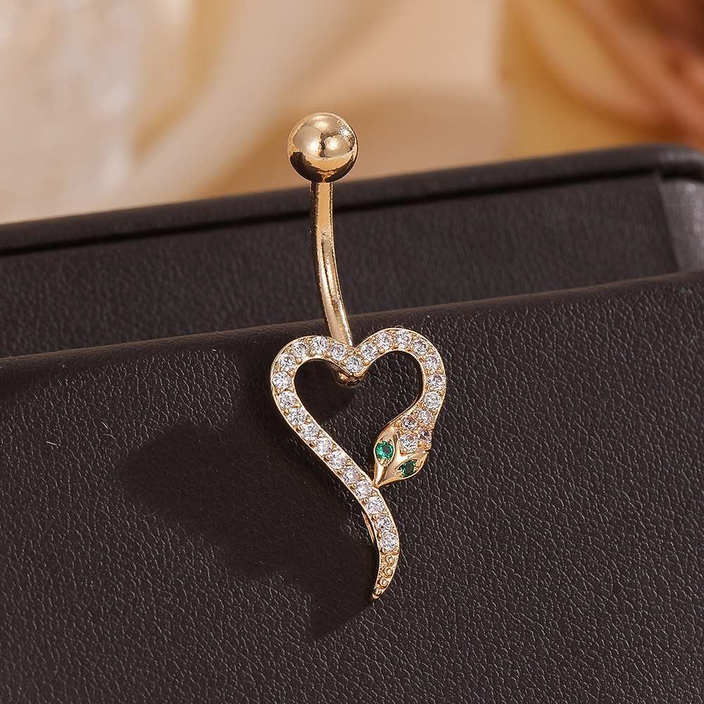 Heart & Star Dangle Belly Button Ring Copper Butterfly Navel Piercing Jewelry - Image 3