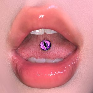 Cat Eye Magic Pupil Tongue Nail Titanium Steel Oil Drip 4-Color External Thread Tongue Barbell Body Piercing Jewelry Wholesale