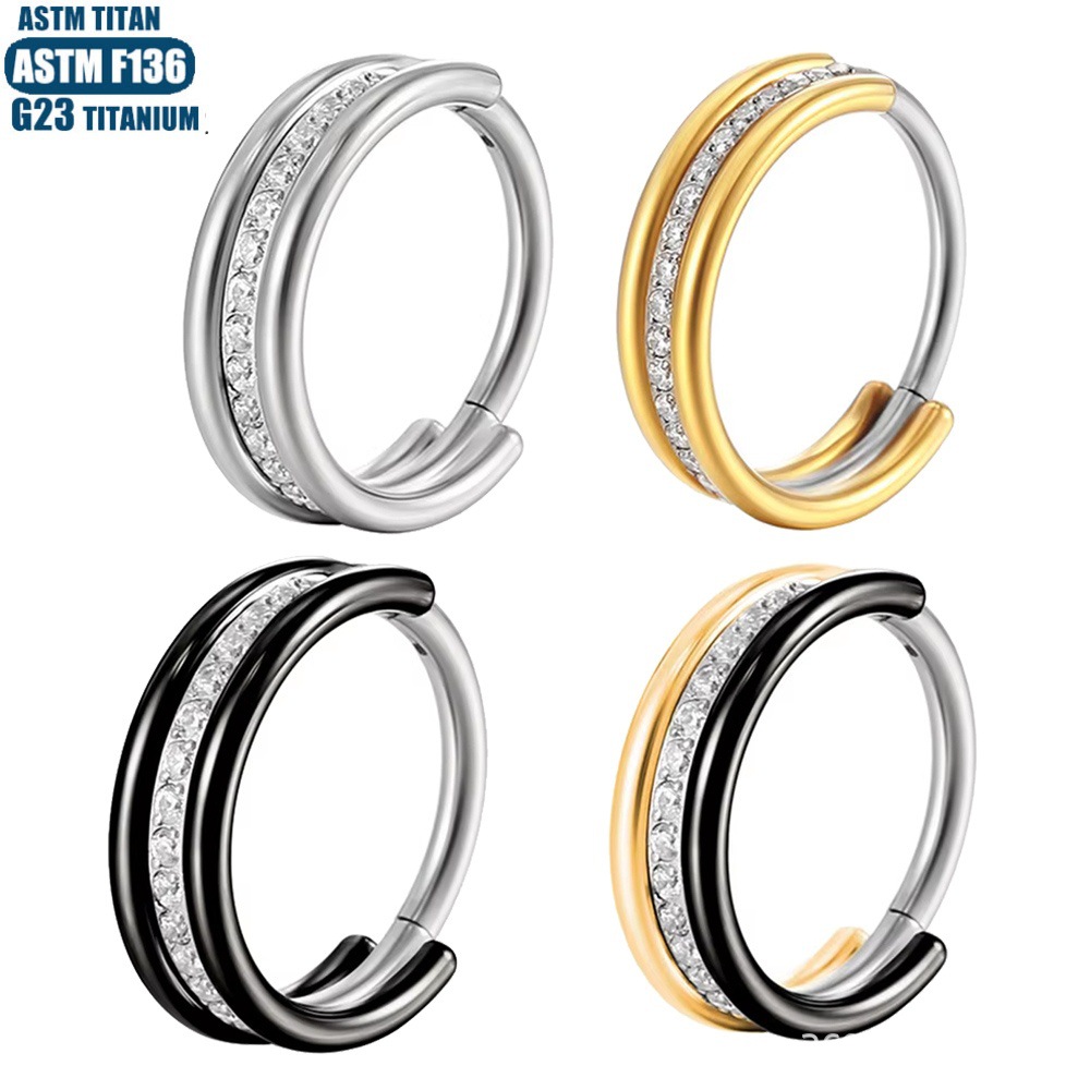 G23 Titanium Alloy Nose Ring Seamless Open Ring Middle Diamond Zircon CZ Septum Ring Ear Piercing Jewelry Fashion OL - Image 5