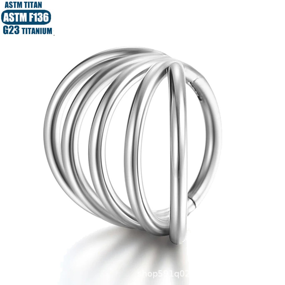 F36 Titanium Hinge Nose Ring Five-layer Separate Piercing Ear Ring Earrings Seamless Open Ring Conch Piercing Ear Ring Female - Image 2