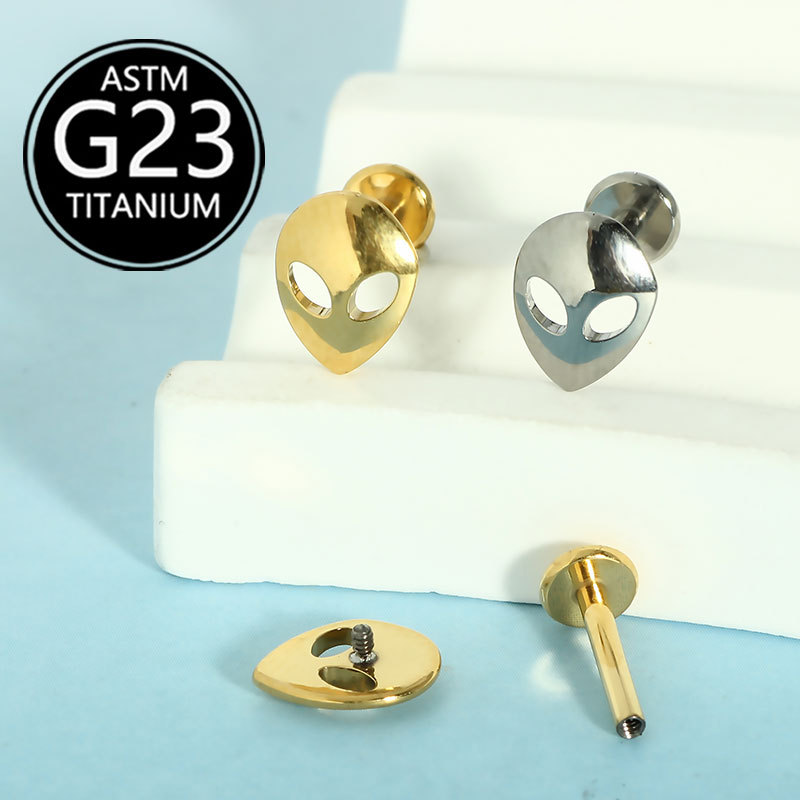 G23 Titanium Lip Nail 16G Internal Thread Lip Piercing Jewelry Ear Bone Nail Face Alien Mask Stud - Image 4