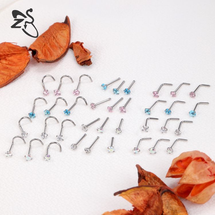 Stainless Steel Zircon Nose Stud Star Heart Shape Nose Piercing Jewelry Wholesale - Image 2