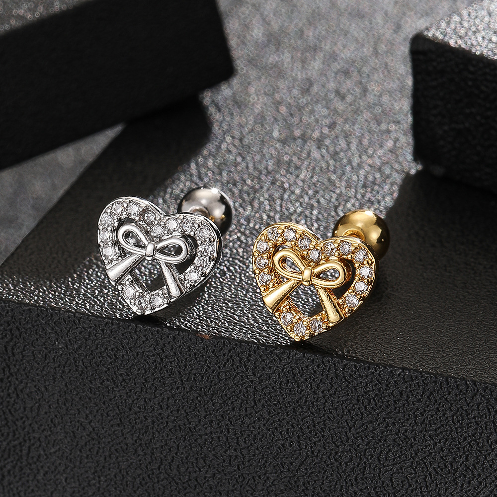 Titanium Steel Screw Rod Ear Bone Nail Love Pentagon Heart Cartilage Earring High-End Niche Ear Jewelry - Image 4