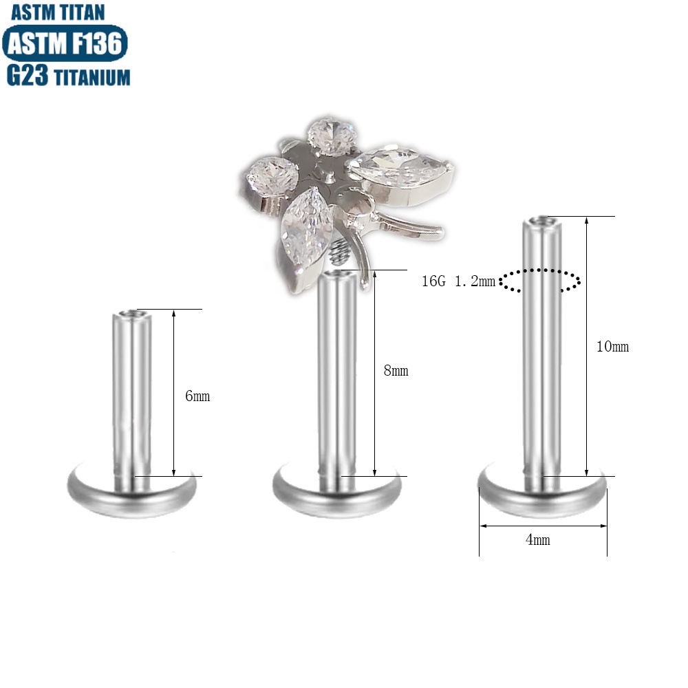 G23 Titanium Butterfly Zircon Lip Ring Inner Thread Spiral Piercing Earrings Small Earrings - Image 4