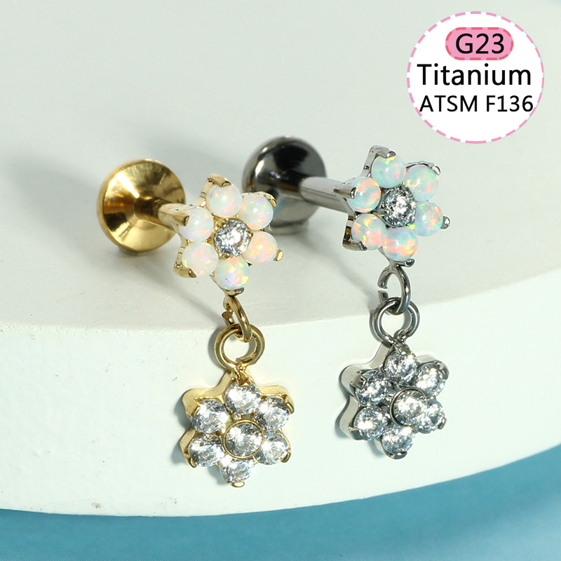 G23 Titanium Chain Pendant Lip Nail Peach Heart Butterfly Ear Screen Nail Lip Ring Ear Bone Nail Jewelry F136 Body Piercing Jewelry - Image 2