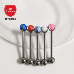 G23 Titanium Tongue Barbell Opal Ball Oral Piercing Jewelry Lip Ear Cartilage