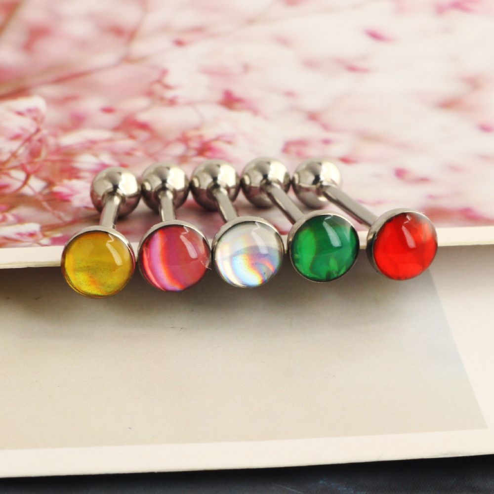 14G Star Red Stainless Steel Externally Threaded Tongue Barbell Tongue Ring - Image 4