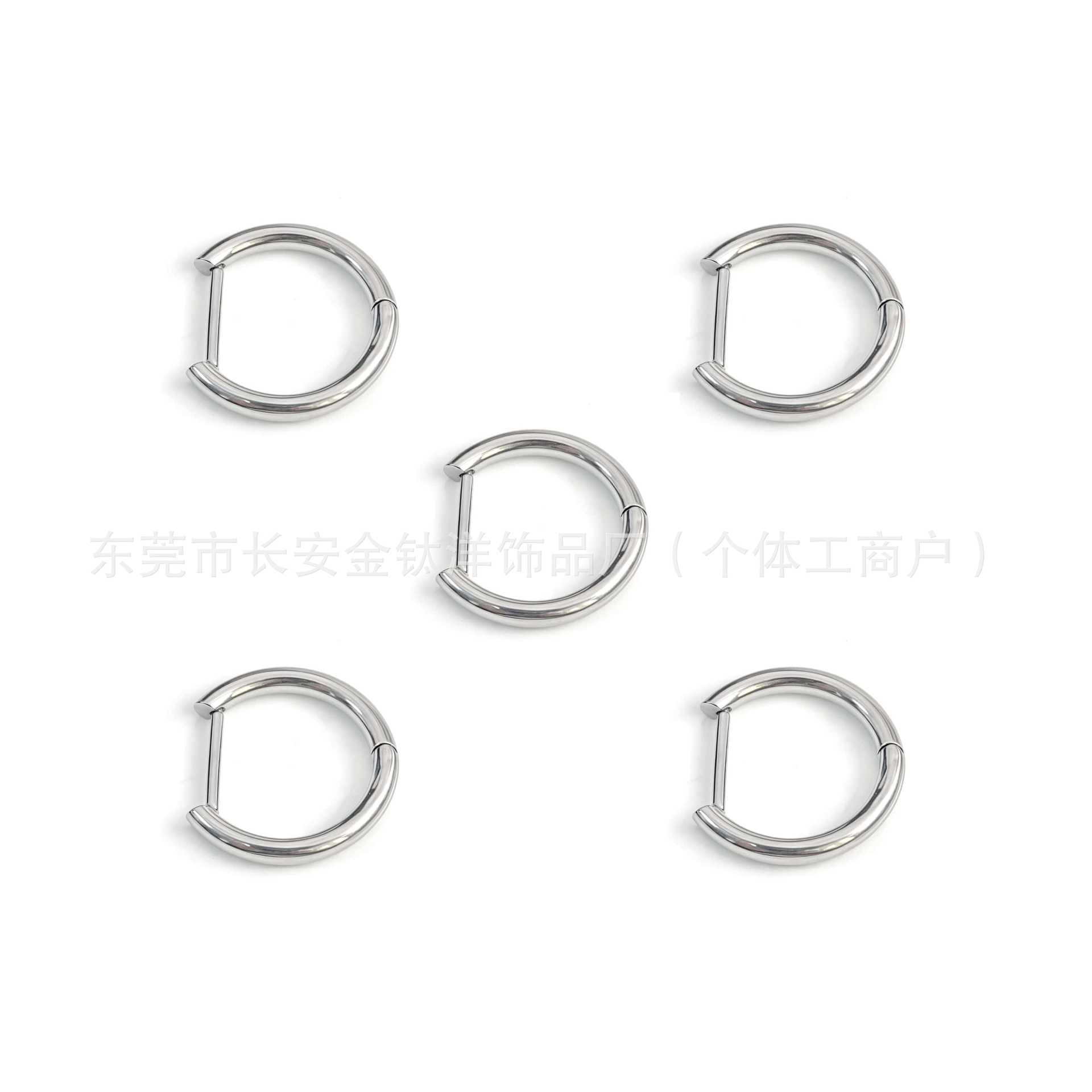 F136 Titanium Straight Needle D-Type Earrings, Ear Hoops, Nose Rings, Lip Rings, Closed Ear Bone Rings, Body Piercing Jewelry - Image 5