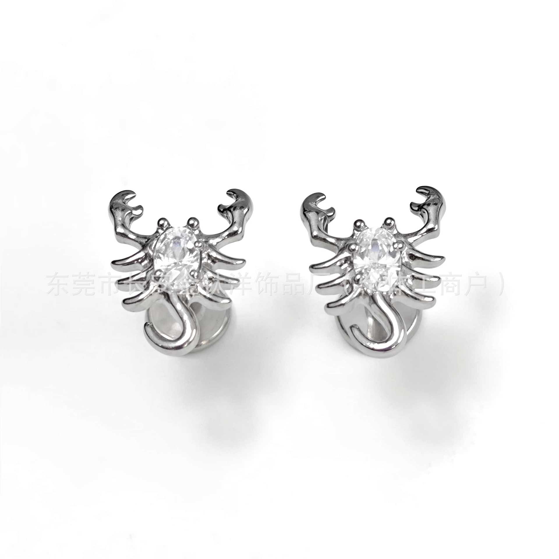 F136 Titanium Scorpion Bezel 5A Zircon Earrings Cochlear Nails G23 Titanium Alloy Body Piercing Jewelry Ear Bone Nails - Image 2