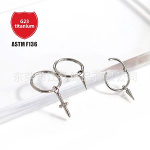 F136 Titanium Nose Ring Earring Pendant Sword Tip Cone Cross-Border G23 Titanium Alloy Body Piercing Jewelry Nose Ring Earring