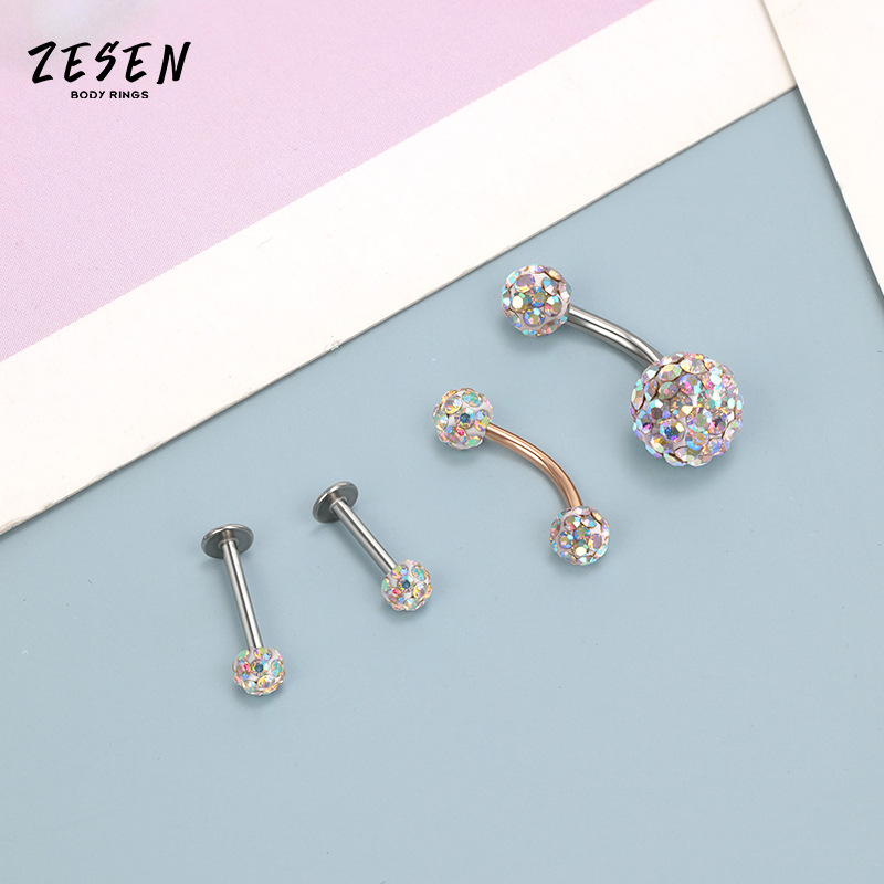 European American Silver Straight Rod Multi-Diamond Ball Stud Earrings, Korean Fashion Zircon Gold-Plated Jewelry - Image 2