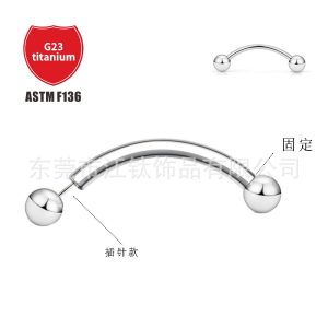 F136 Titanium Eyebrow Nail Pin Ball Bending Rod 16G (1.2mm) G23 Titanium Alloy Body Piercing Jewelry