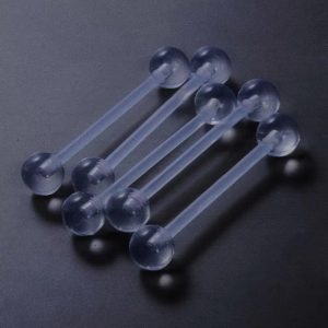 Clear Invisible Silicone Tongue Barbell External Thread Tongue Ring Piercing Jewelry Wholesale
