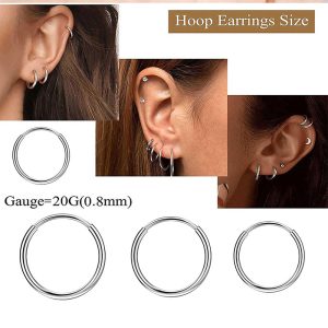Stainless Steel Gold Coil Earrings – Star Shape Hoop Earrings for Men Women – 1.2mm 1.6mm 2.5mm