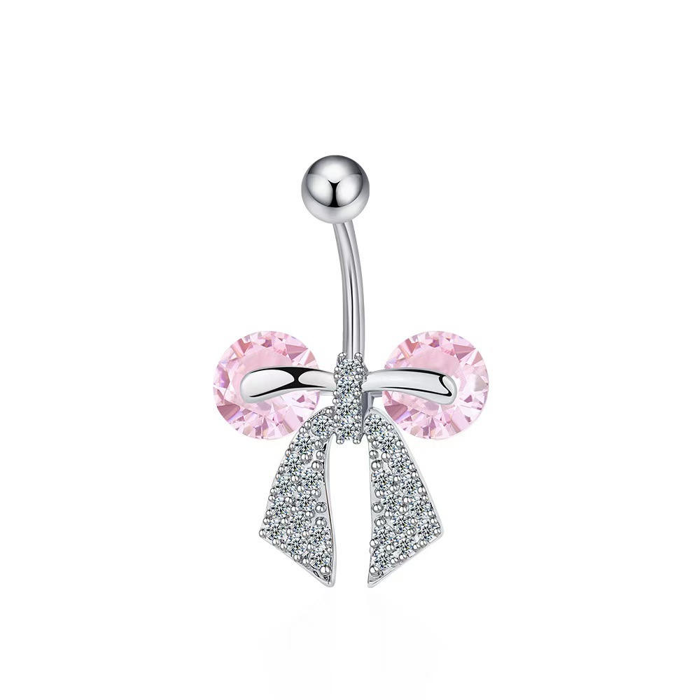 Bowknot Belly Button Ring, Gold Plated Copper Dangle Navel Jewelry for Women, Summer Fashion - Image 4