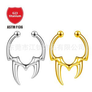 G23 Titanium Nose Clip Fangs Ring Triangle Non-Pierced Nose Ring Hoop Body Jewelry