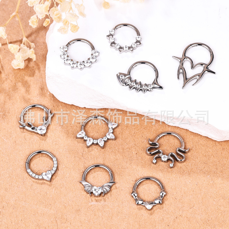 F136 Titanium Alloy Nose Ring with Diamonds - Seamless Nose Stud Hypoallergenic Body Piercing Jewelry - Image 3