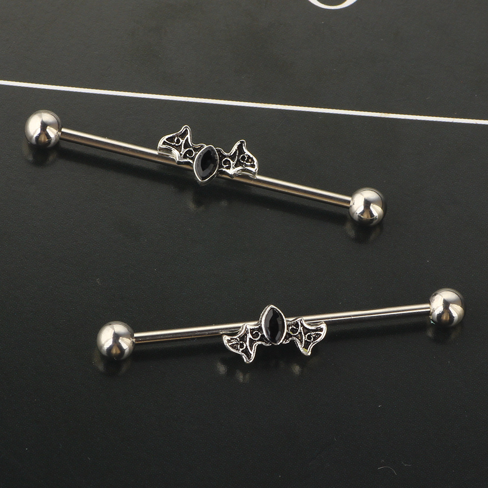 Bat Diamond Long Rod Ear Studs Industrial Bridge Barbell Body Piercing Jewelry 316L Surgical Steel - Image 4
