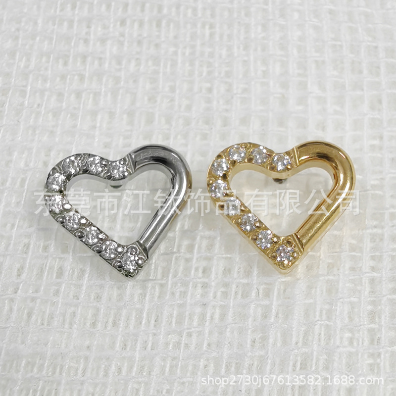 G23 Titanium Alloy Heart-Shaped Inlaid Zircon Ear Cartilage Stud Earring for Women Men - Image 2