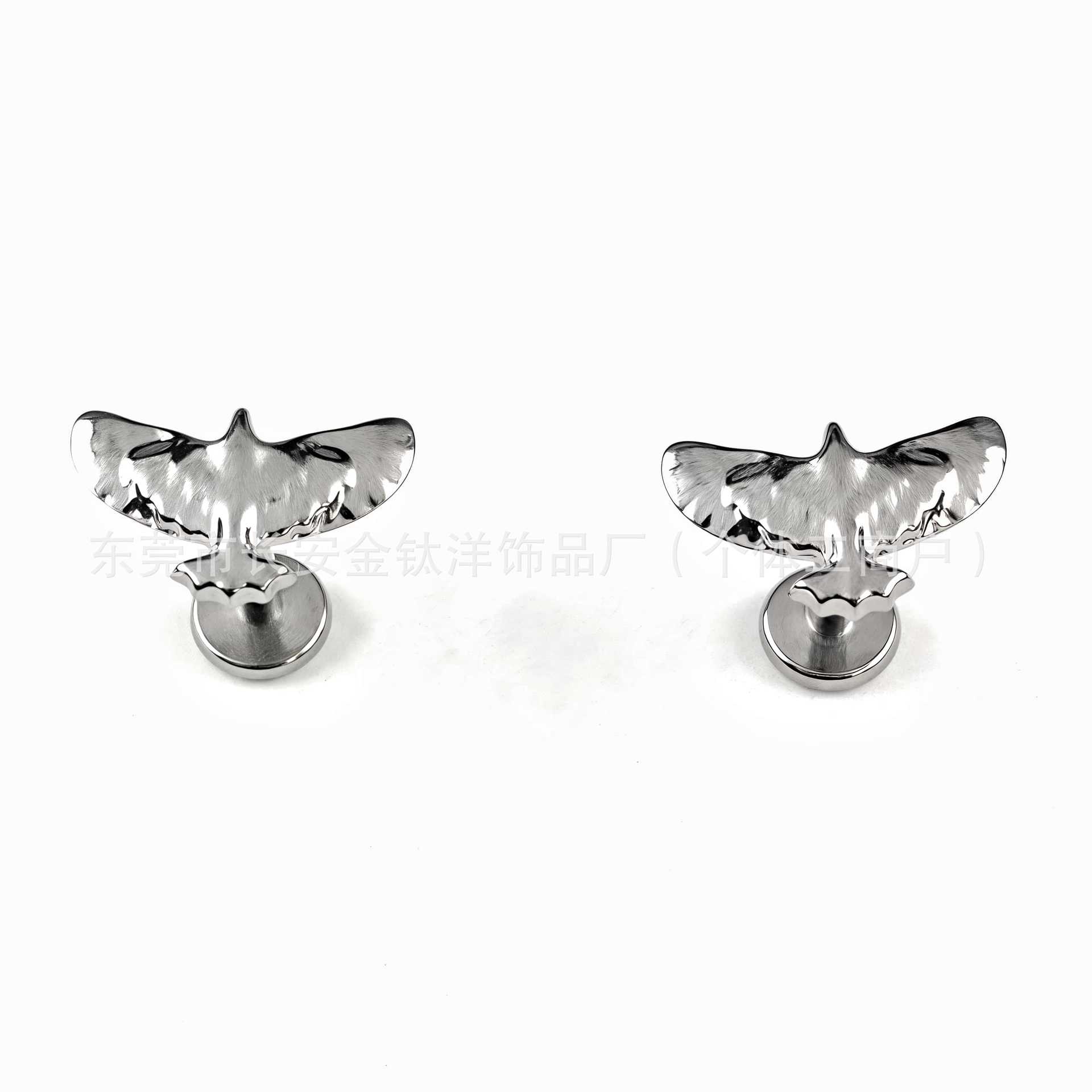 F136 Titanium Polished Eagle Stud Earrings - Nose, Cartilage, Lip & Helix Body Piercing Jewelry - Image 2