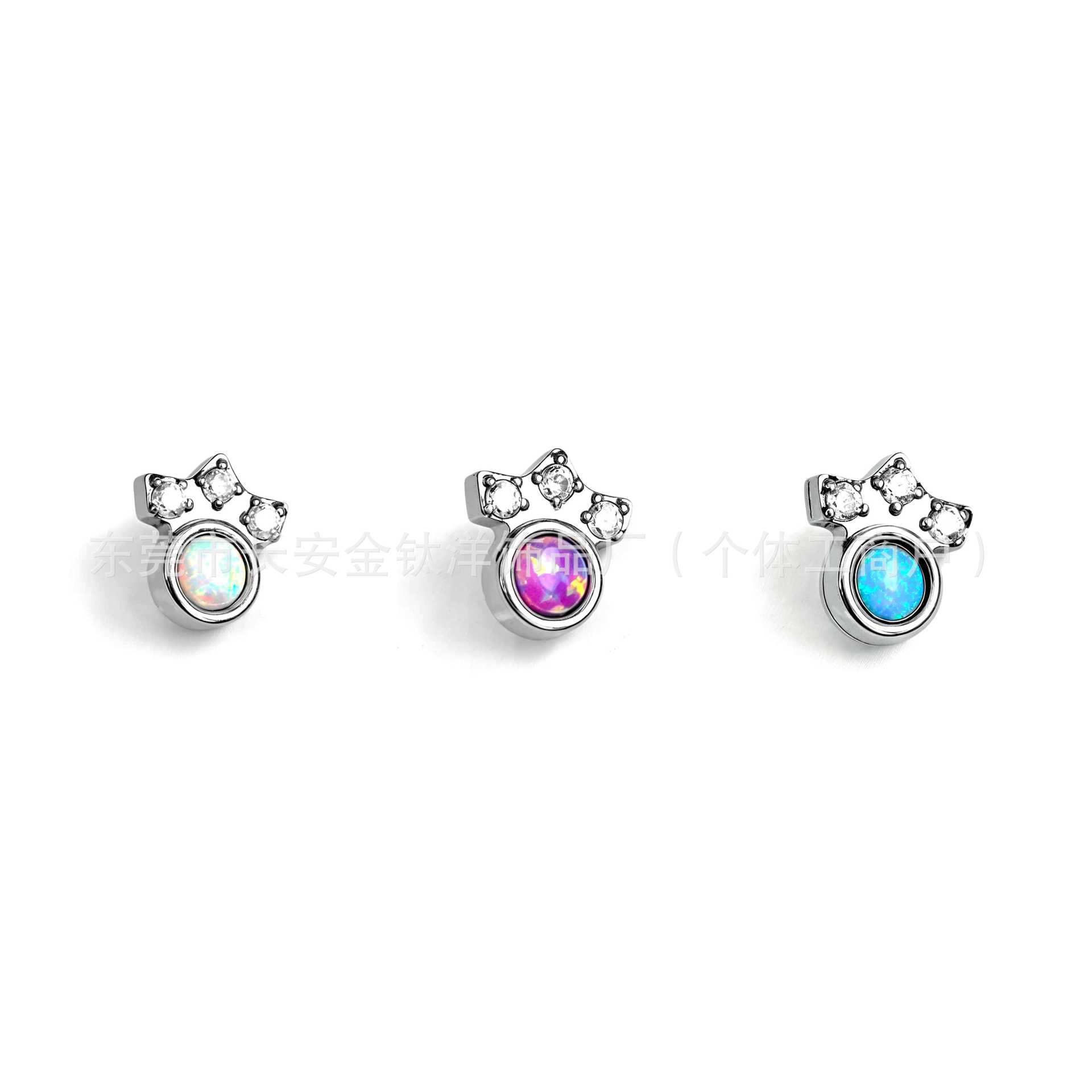 F136 Titanium Internal Thread Opal Cat Claw Zircon Lip Nail Nose Nail Ear Nail Ear Bone Nail G23 Titanium Alloy Piercing Jewelry - Image 3