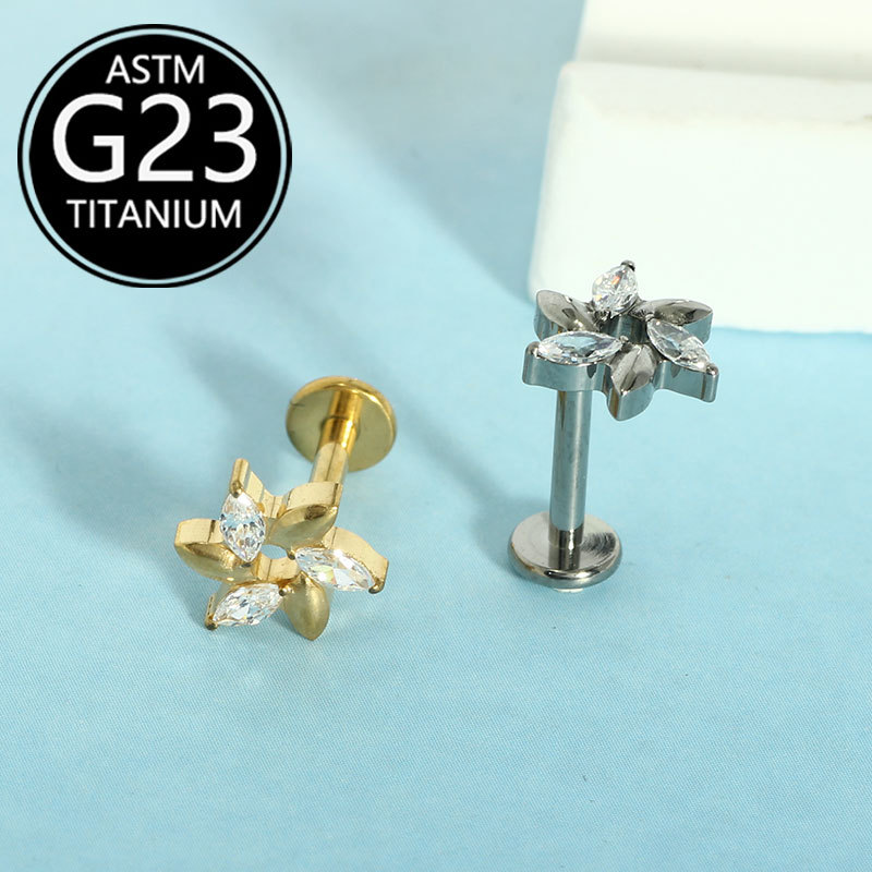 G23 Titanium Lip Piercing Jewelry Fashionable Zircon Labret Stud for Unisex - Image 4