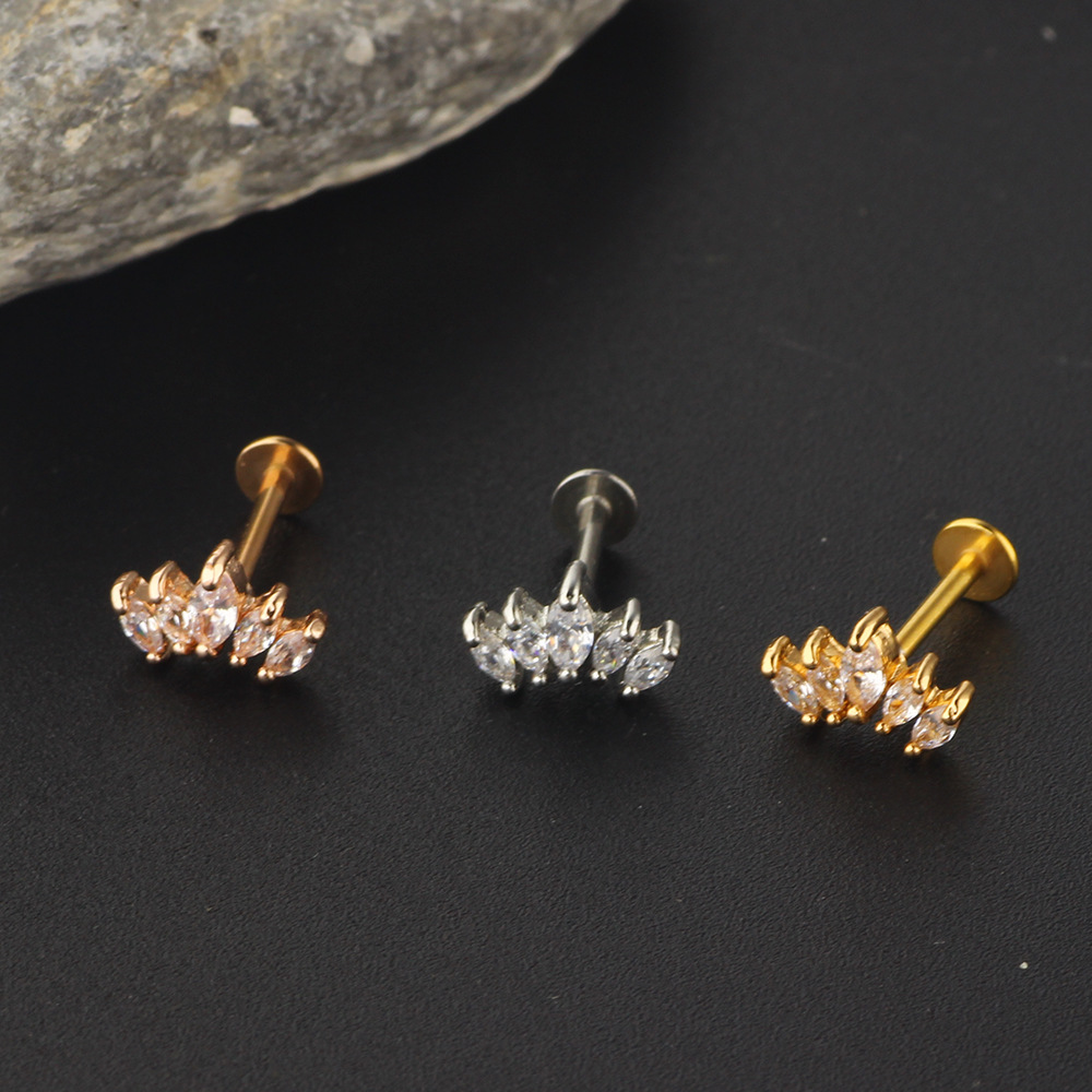 Zircon 8mm Stainless Steel Ear Bone Nail Screw Earrings for Women Body Piercing Jewelry Lip Ring - Image 3