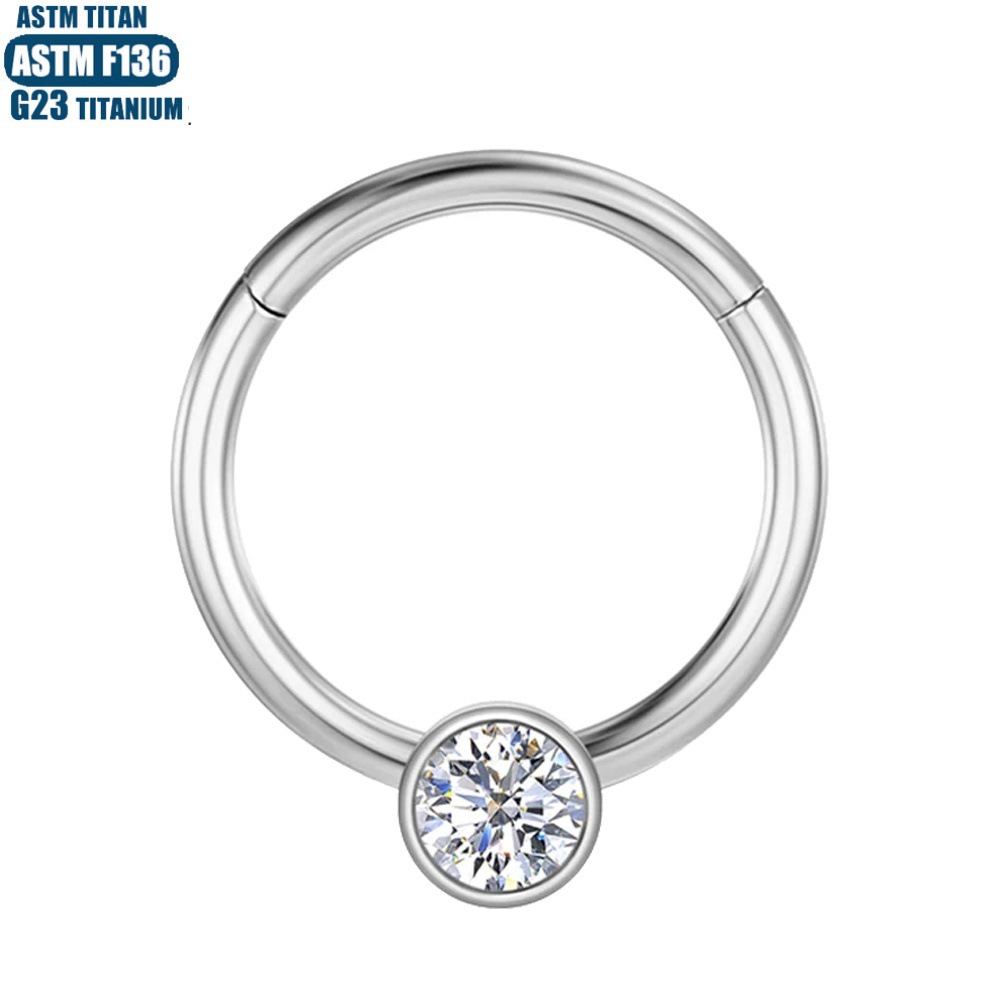 F136 Titanium Alloy Nose Ring Seamless Diamond Earrings Body Piercing Jewelry Tragus Cartilage Ring - Image 2