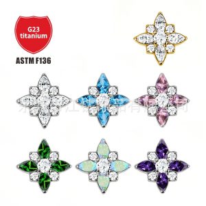 G23 Titanium Ear Bone Nail Eight-Pointed Star Inlaid with Zircon Body Piercing Jewelry