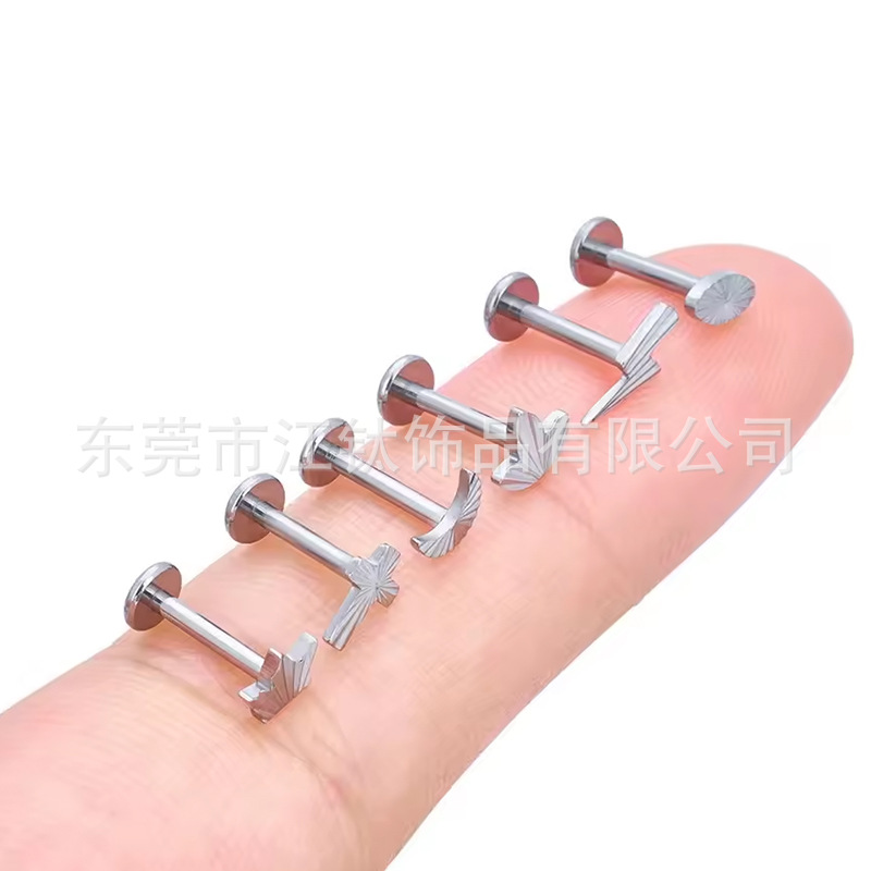 F136 Titanium Butterfly Love Leaf Stud Ear Bone Cartilage Earring Lip Nose Body Piercing Jewelry - Image 3