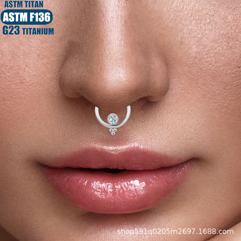 1.2mm G23 Titanium Seamless Nose Ring with Zircon Welding Beads - Body Piercing Earring for Men and Women - Image 4