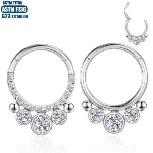 G23 Titanium Nose Ring Nasal Septum Ring Zircon Welding Beads Seamless Ring Body Piercing Jewelry Tragus Earrings Earrings