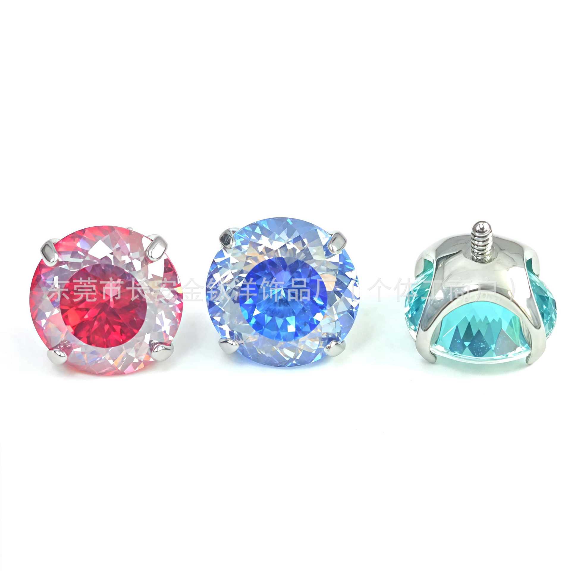 F136 Titanium Round Base Inlaid with Sugar Heart Rose Lip Stud Nose Stud Ear Stud G23 Titanium Alloy Piercing Jewelry Ear Bone Stud - Image 4