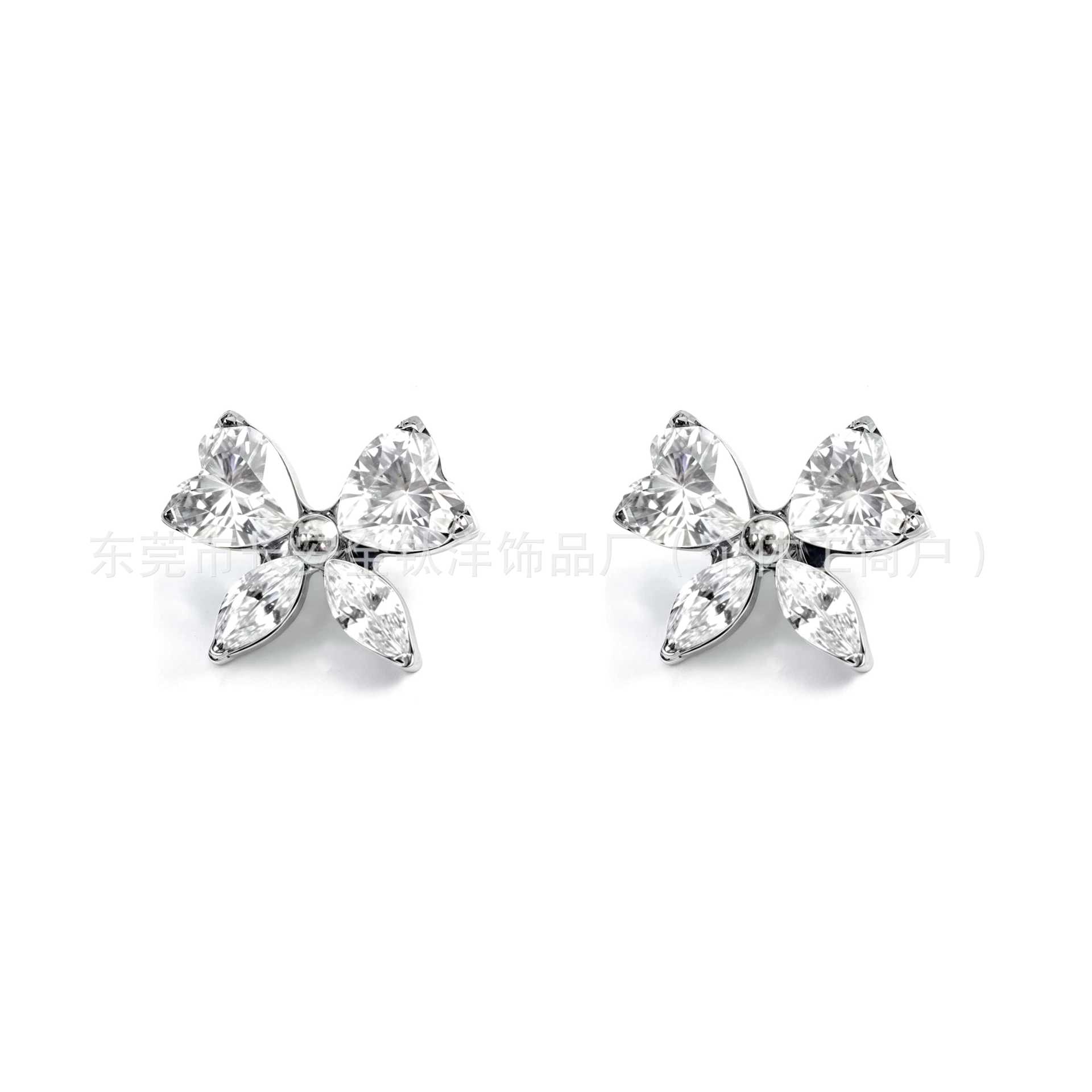 F136 Titanium Heart-Shaped Butterfly Zircon Earrings Cochlear Studs G23 Titanium Alloy Cartilage Earring - Image 2