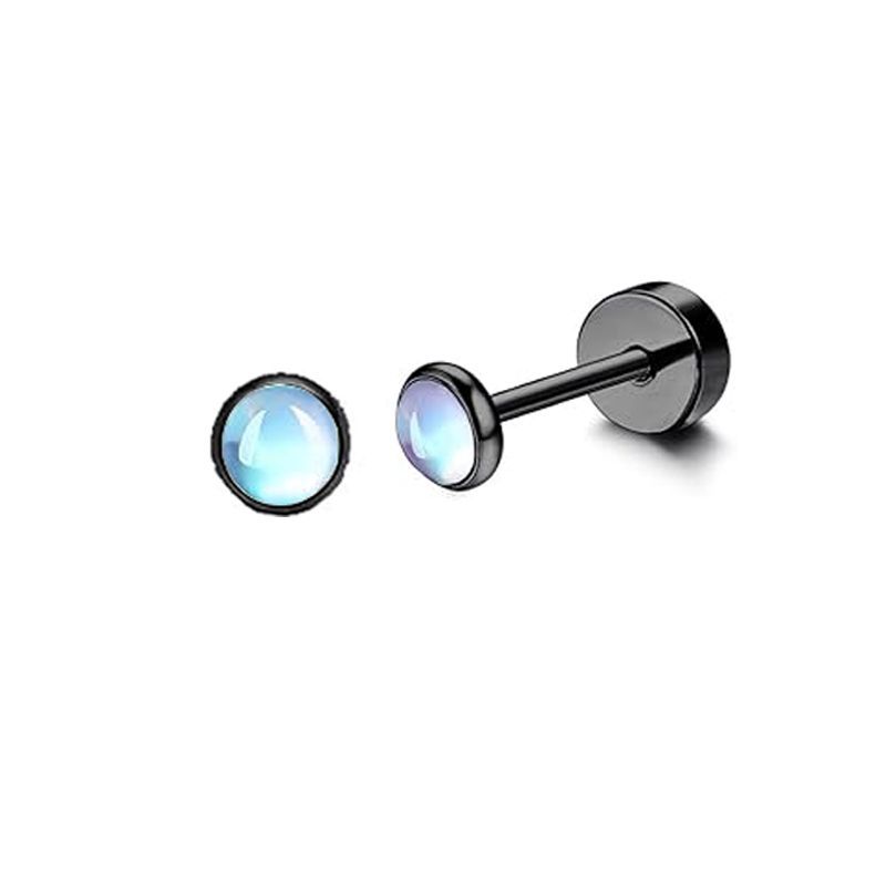 Stainless Steel Black Zircon Pearl Earrings Simple Geometric Stud Earrings for Women Fashion Piercing Jewelry 2024 Spring - Image 4