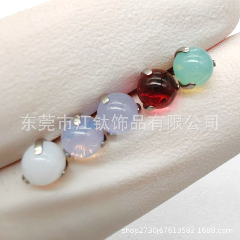 G23 Titanium Gem Tongue Barbell - Red Opal - 1.2mm x 5mm Tongue Piercing Jewelry - Image 3