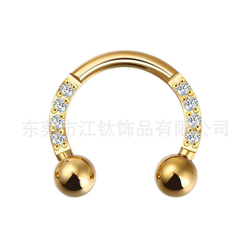 G23 Titanium Nose Ring Horseshoe Ring with Zircon Cross - 1.2x10mm Septum Piercing Jewelry - Image 5